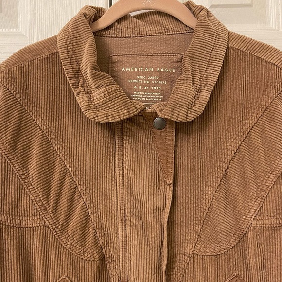 American Eagle Milk Chocolate Corduroy Bomber Jacket - Picture 8 of 14